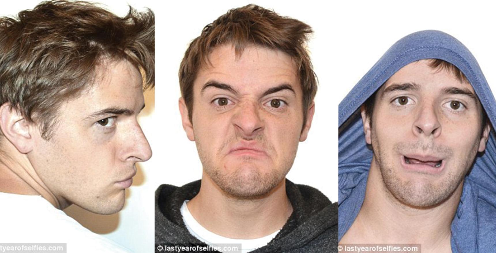 three selfies different moods