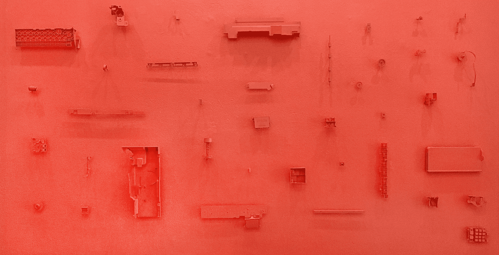 Red deconstruction sculpture