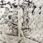 The River, drawing of nudes becoming landscape
