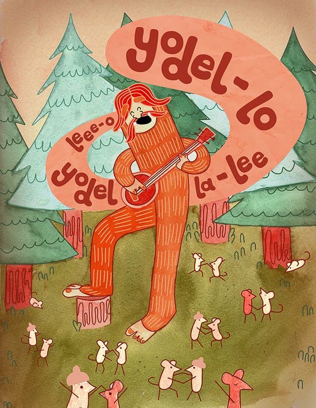 Illustration of Big Foot in forest