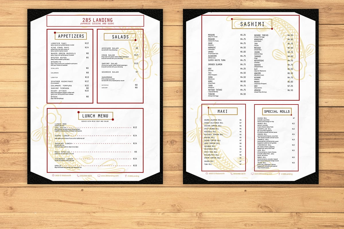 Restaurant menu design and mockup