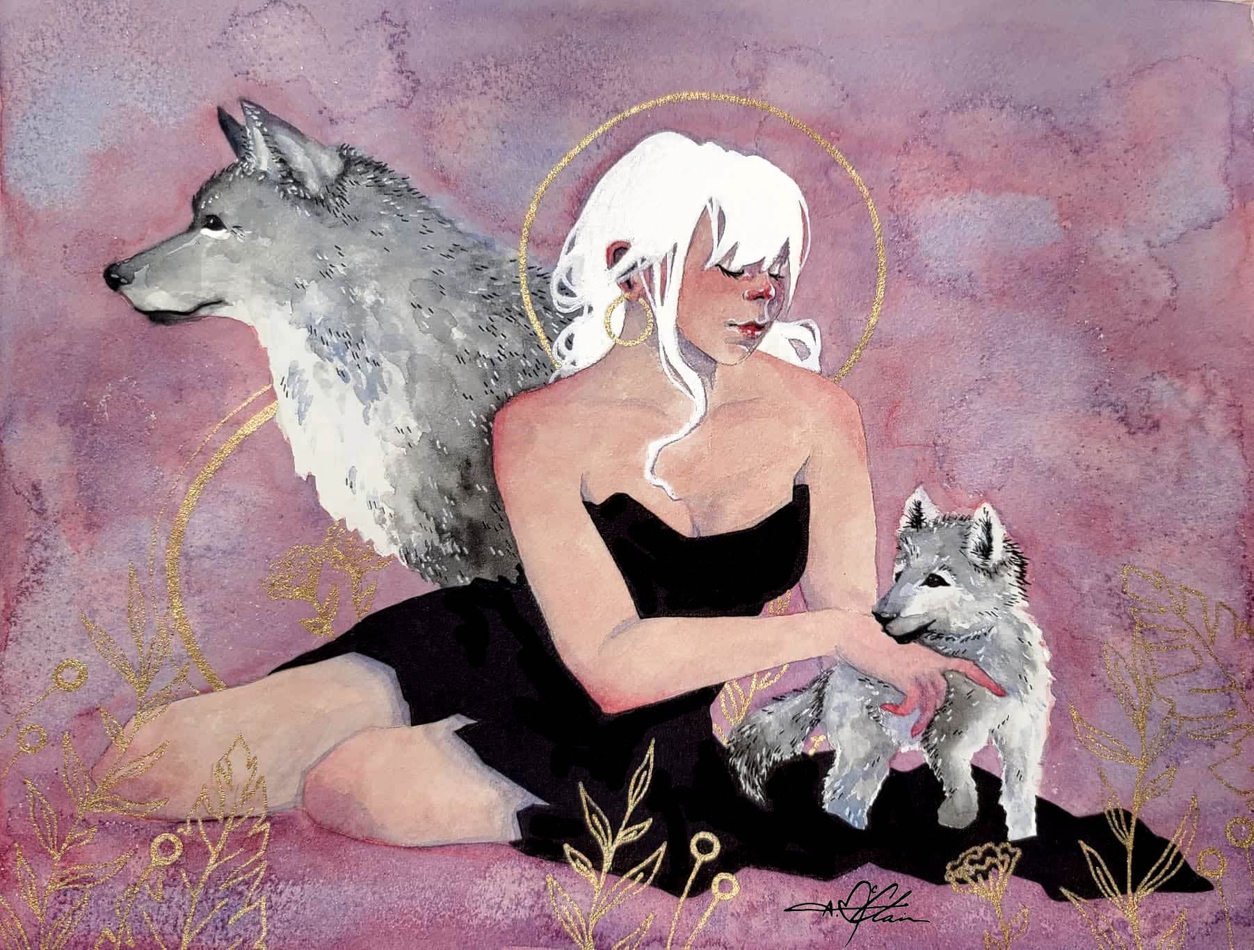 Allison McClain art titled AmongWolves