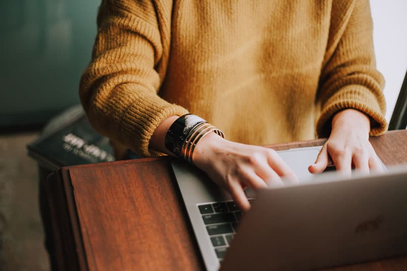 Student using a laptop