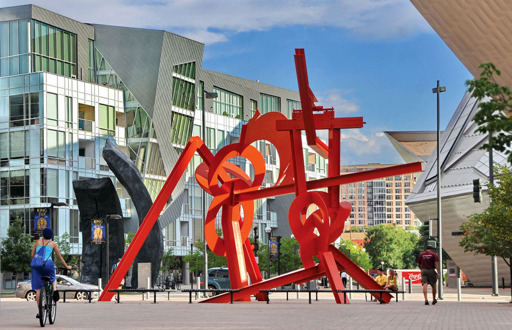 Public Art large red steel sculpture