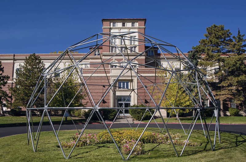 geodesic dome in front of school