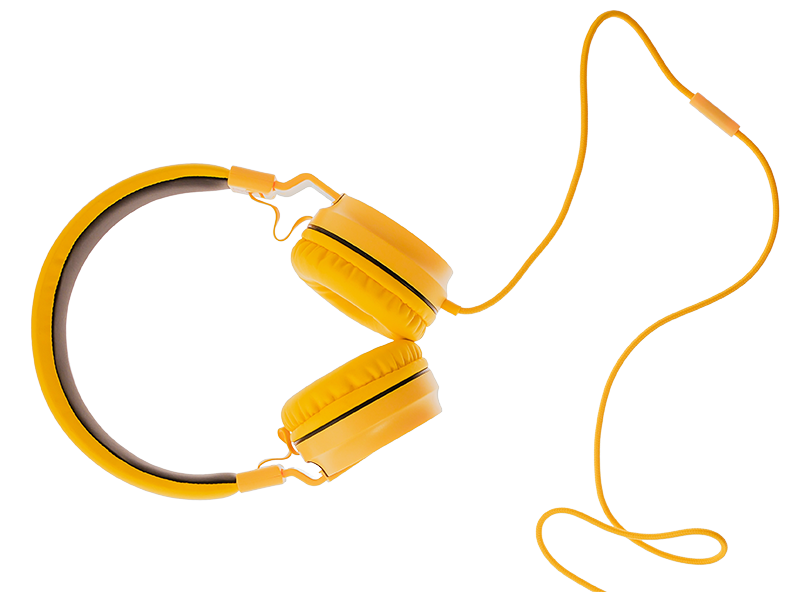 Pair of yellow headphones
