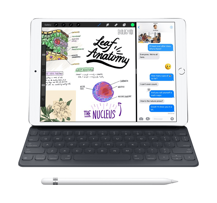 Apple iPad with keyboard and Apple Pencil
