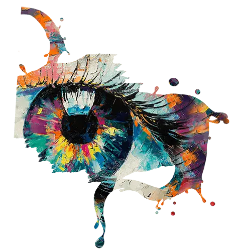 Graffiti eyeball painted with bright colors and dripping paint