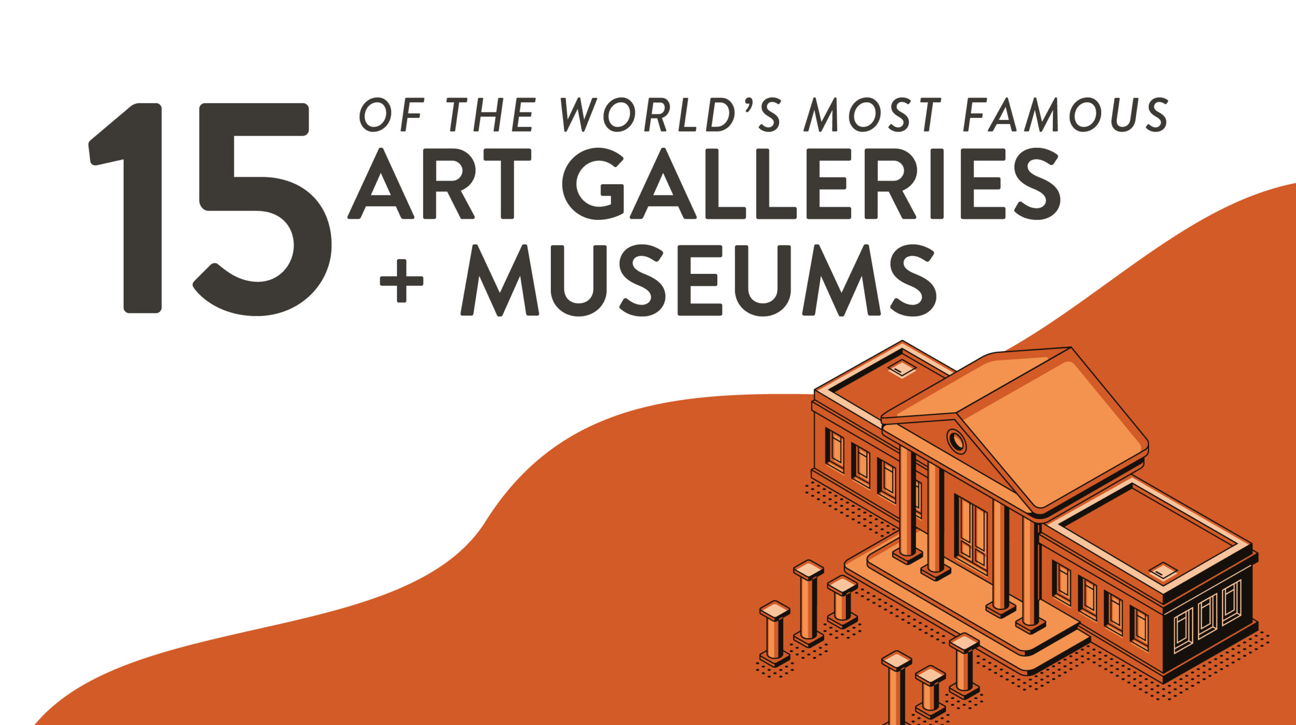 Graphic header for an art galleries blog featuring an illustrated museum and title