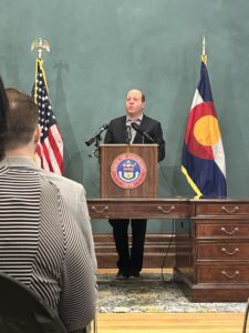 Governor Jared Polis announcing Crisosto Apache as Poet Laureate.